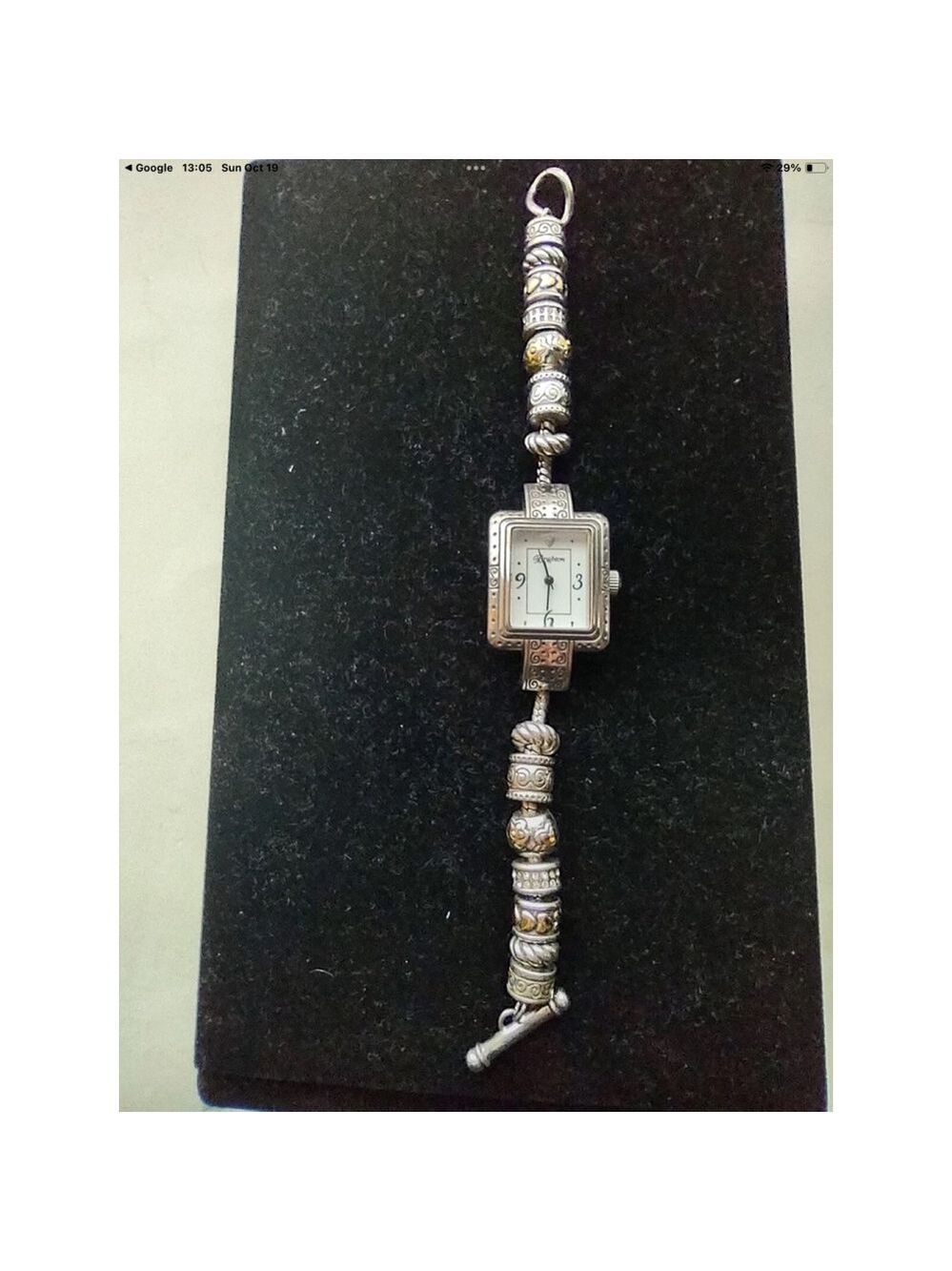 Brighton Cherry Hill Women's Bracelet Watch – Silver & Gold Beaded Band 2161
